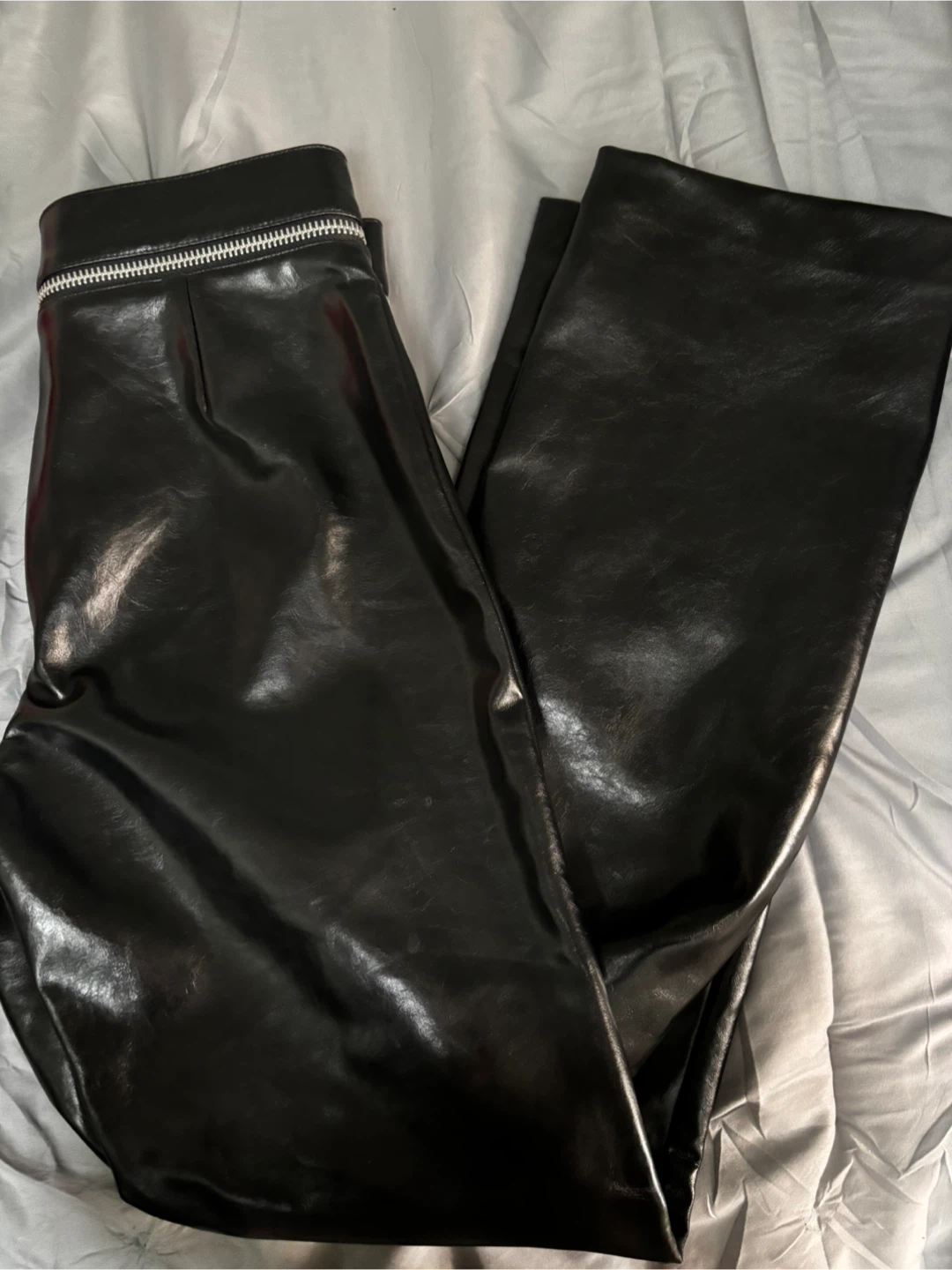 ZARA Black Faux Leather Pants Size S - photo 3