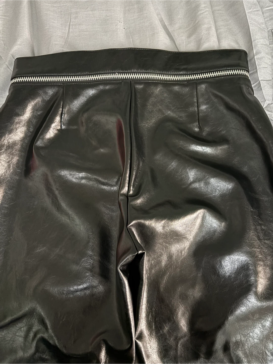 ZARA Black Faux Leather Pants Size S - photo 4