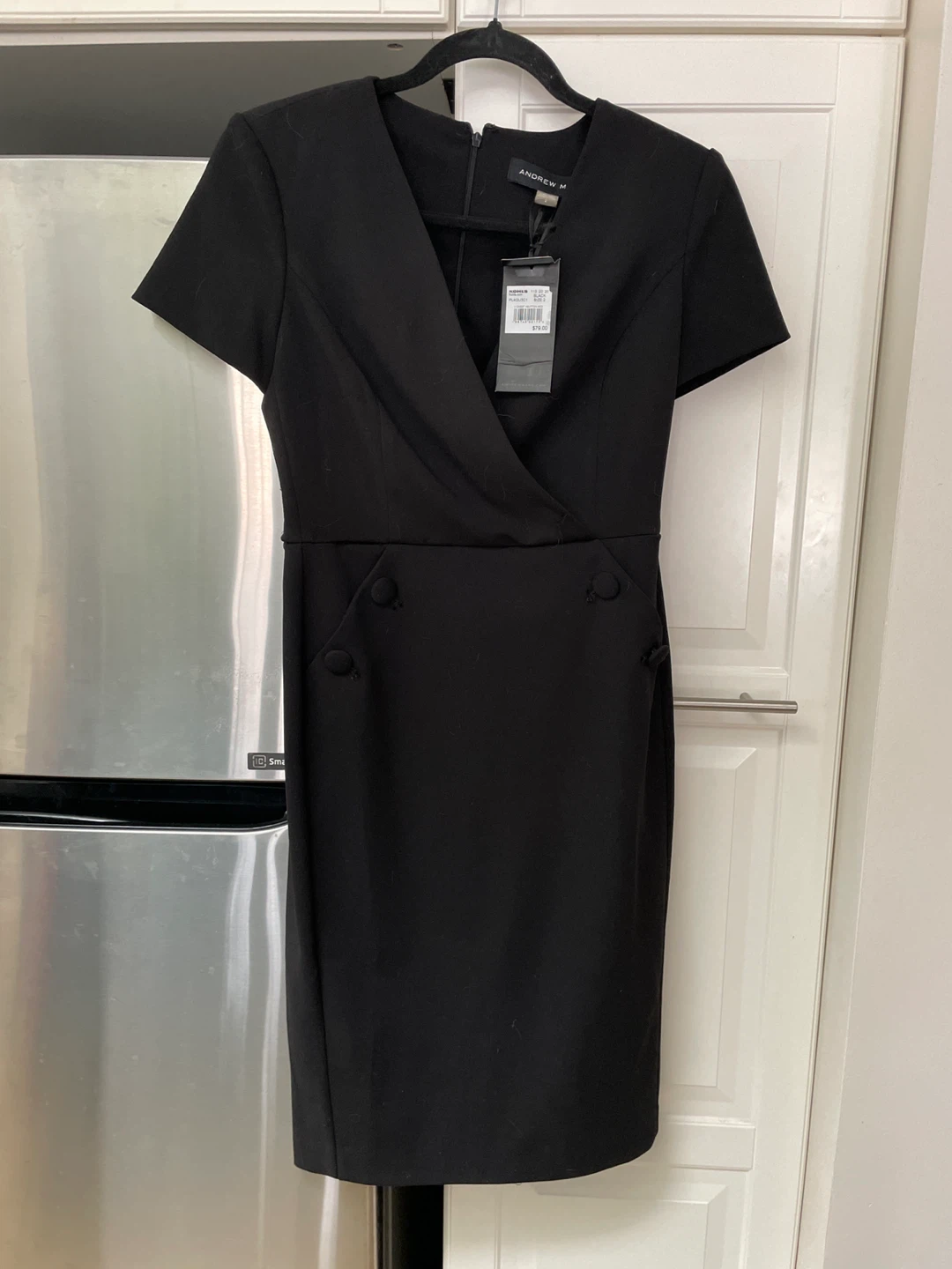 Andrew Marc Black Button Detail Dress Size 2