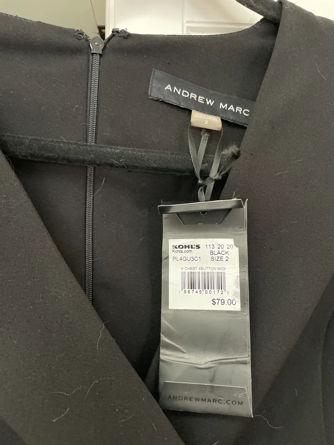 Andrew Marc Black Button Detail Dress Size 2 - photo 2