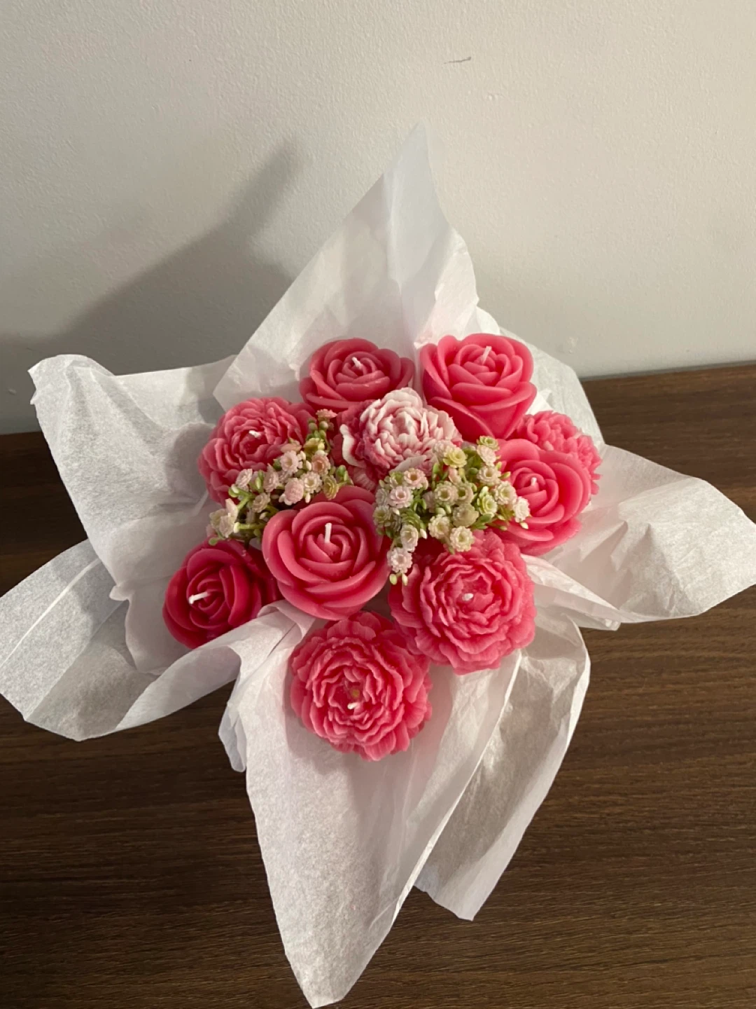 Pink Rose Bouquet Candle Set