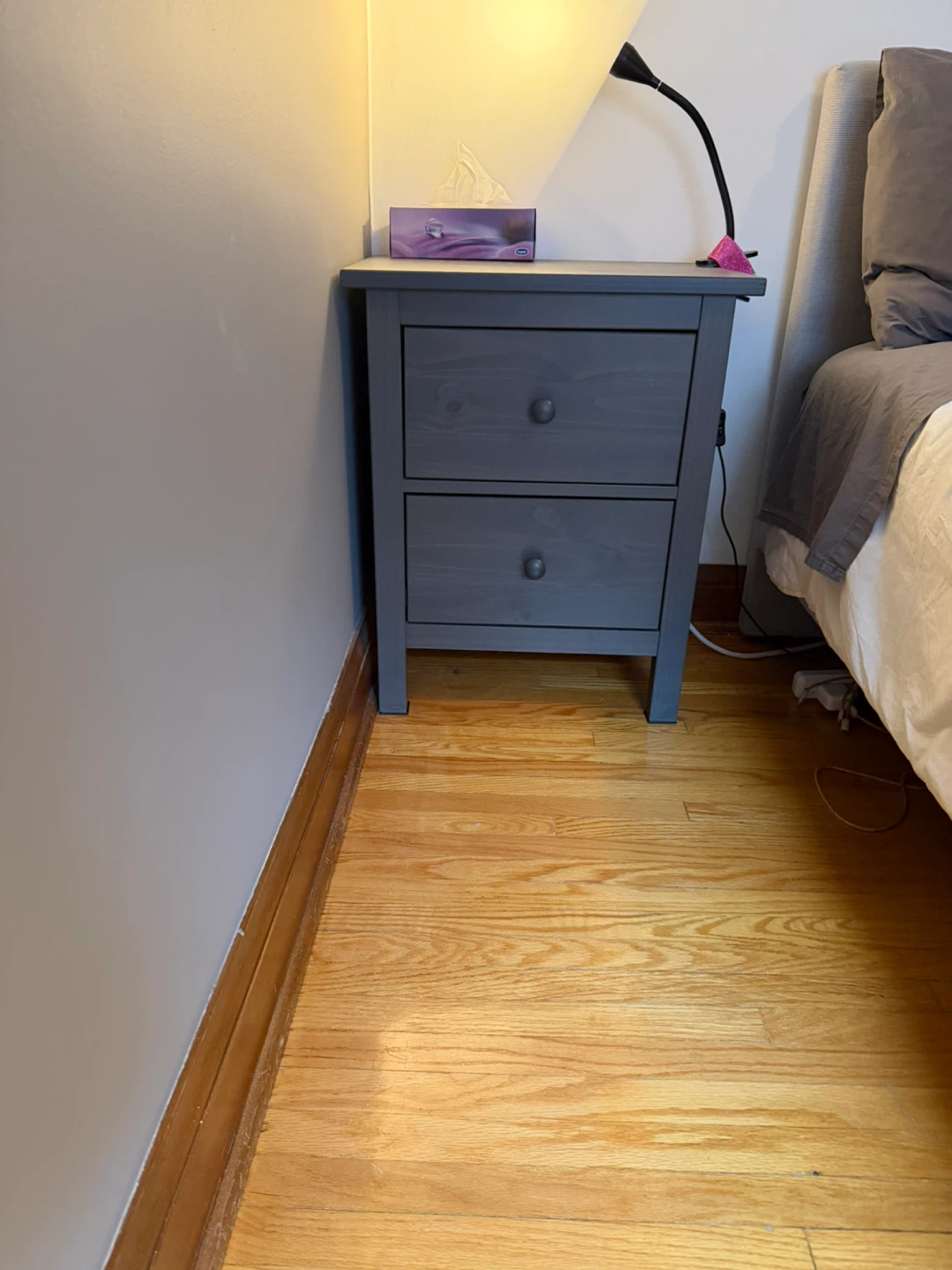 Grey 2-Drawer Nightstand