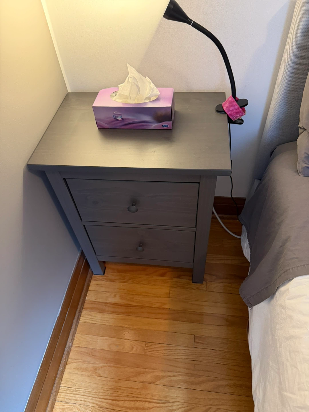 Grey 2-Drawer Nightstand - photo 2