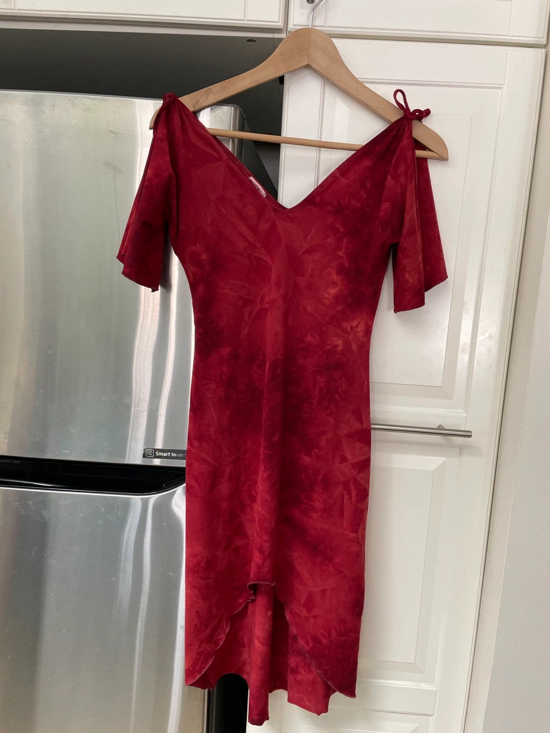 Red Cold Shoulder Dress with Tie Straps