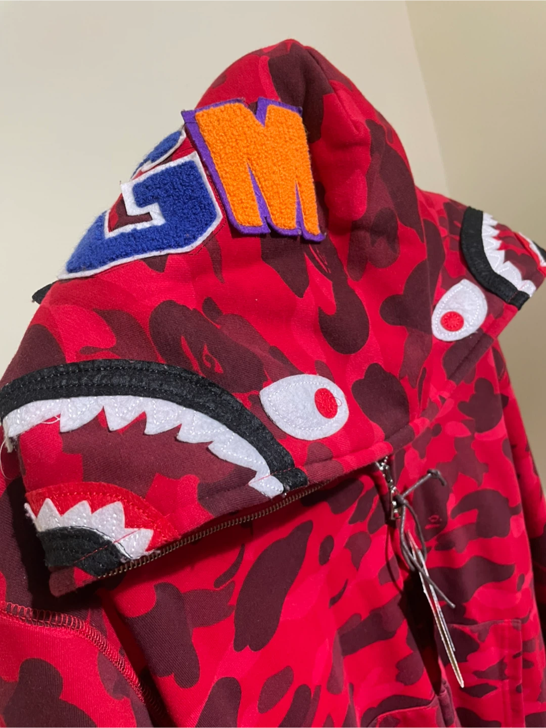 Designer Inspired - BAPE Red Camo Shark Full Zip Hoodie - photo 4