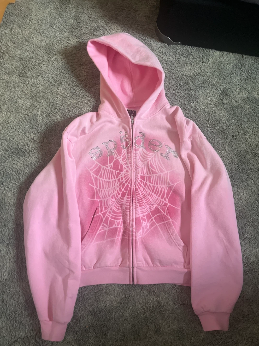 Unreleased sp5der hoodie pink rhinestone