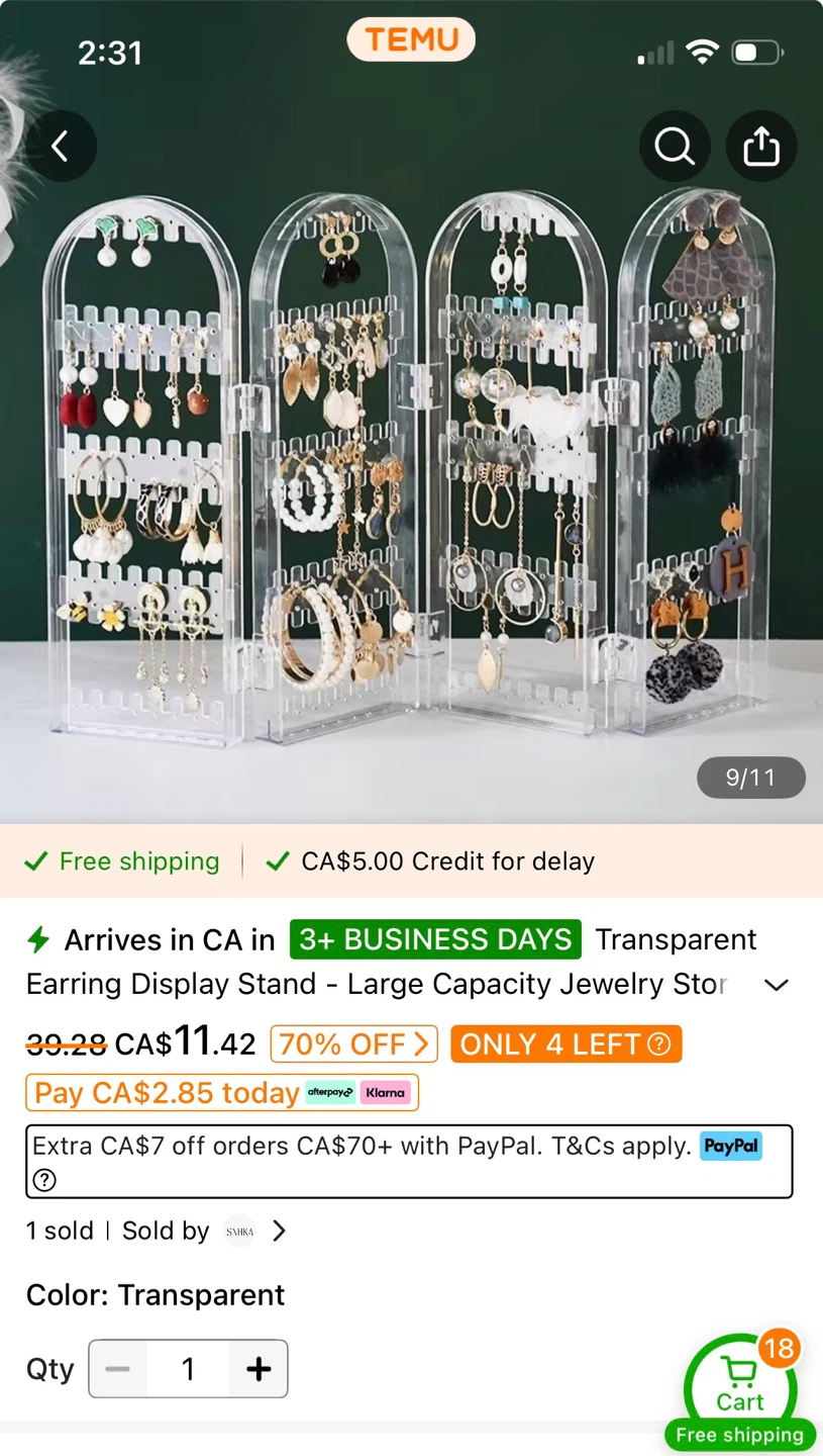 Black Folding Jewelry Organizer Stand - photo 3
