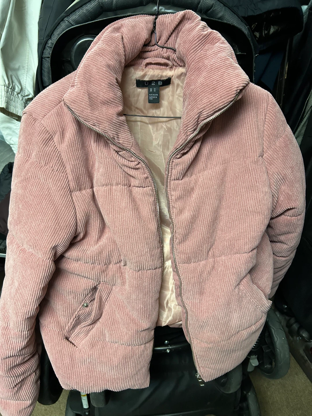 U2B Pink Corduroy Puffer Jacket - Size Medium