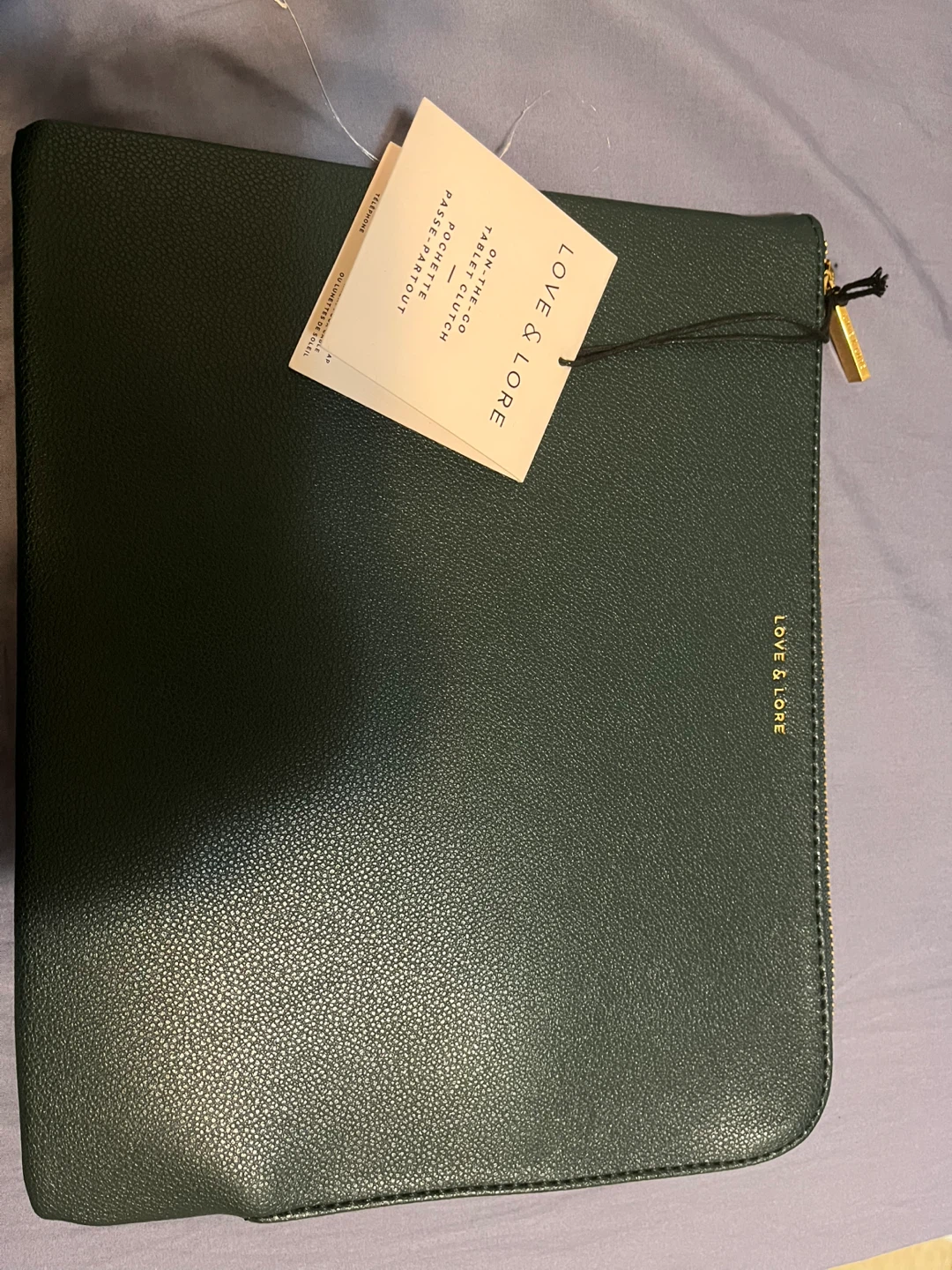 Love & Lore Green Leather "The Go-To" Tablet Clutch