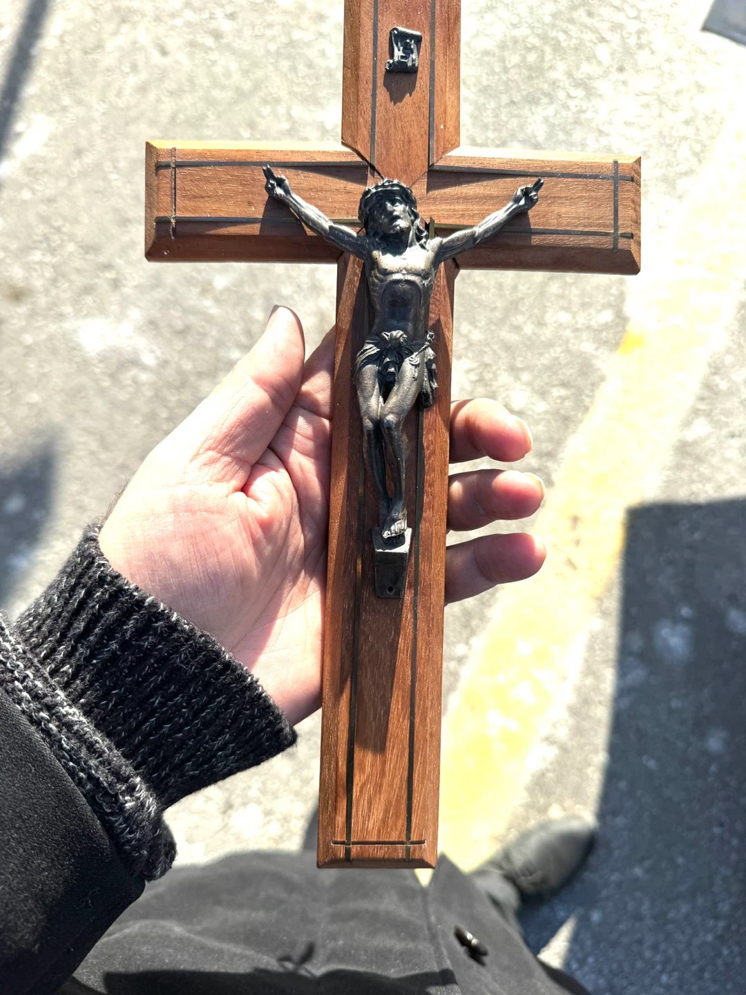 Jesus Figure (metal) on Wooden Crucifix