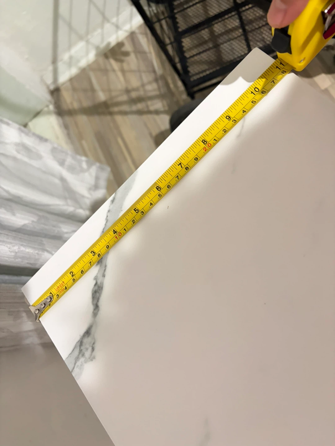White Marble Top Console Table with White Metal Frame - photo 5
