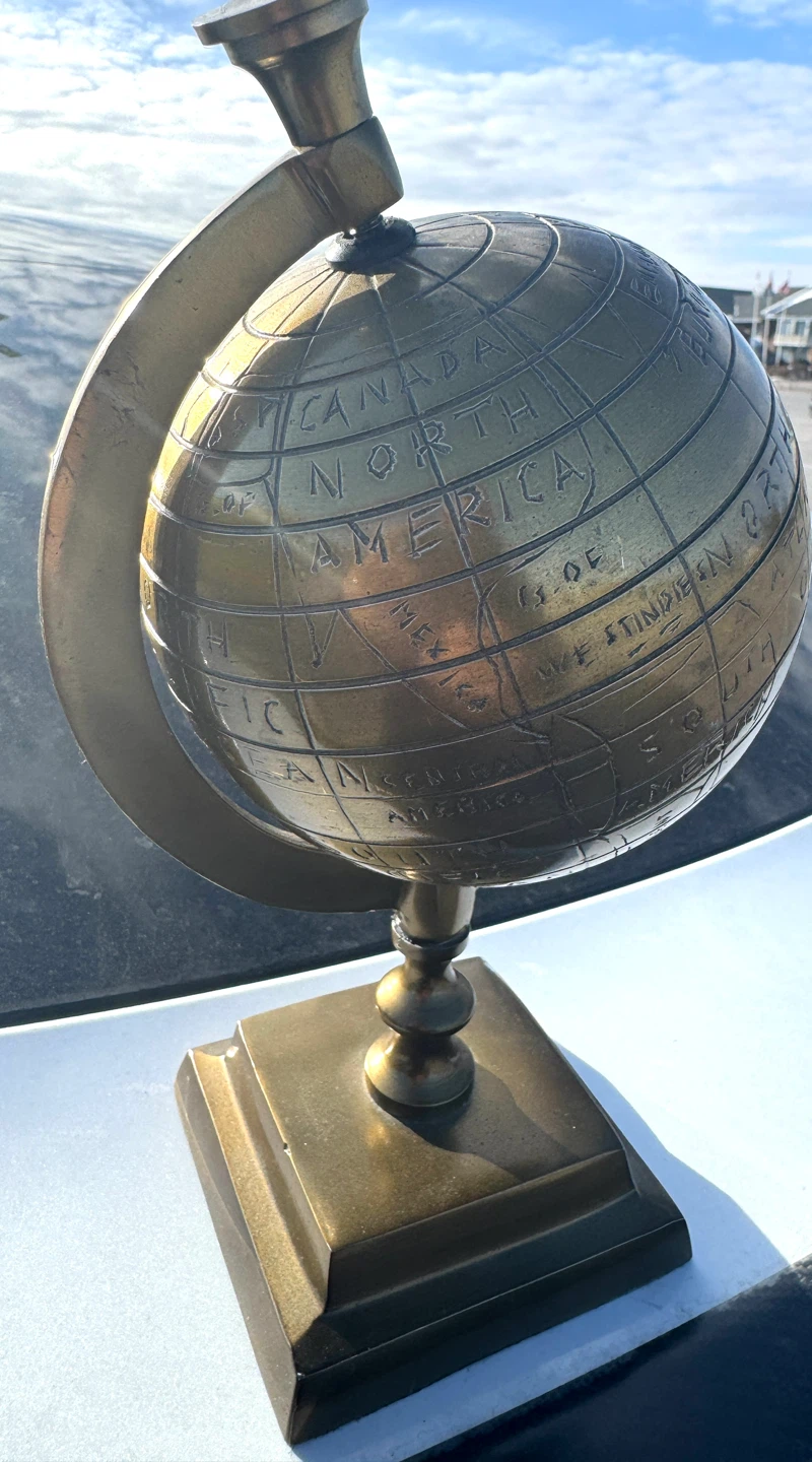 Antique Brass Globe Desk Accessory (10 inch tall)