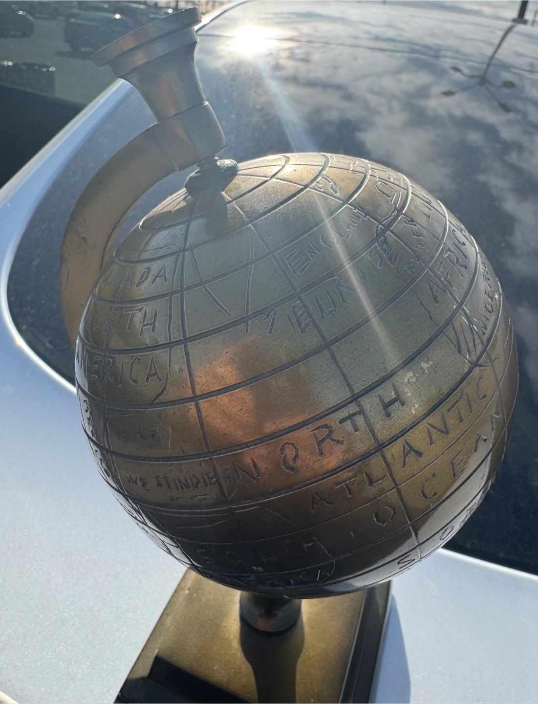 Antique Brass Globe Desk Accessory (10 inch tall) - photo 2
