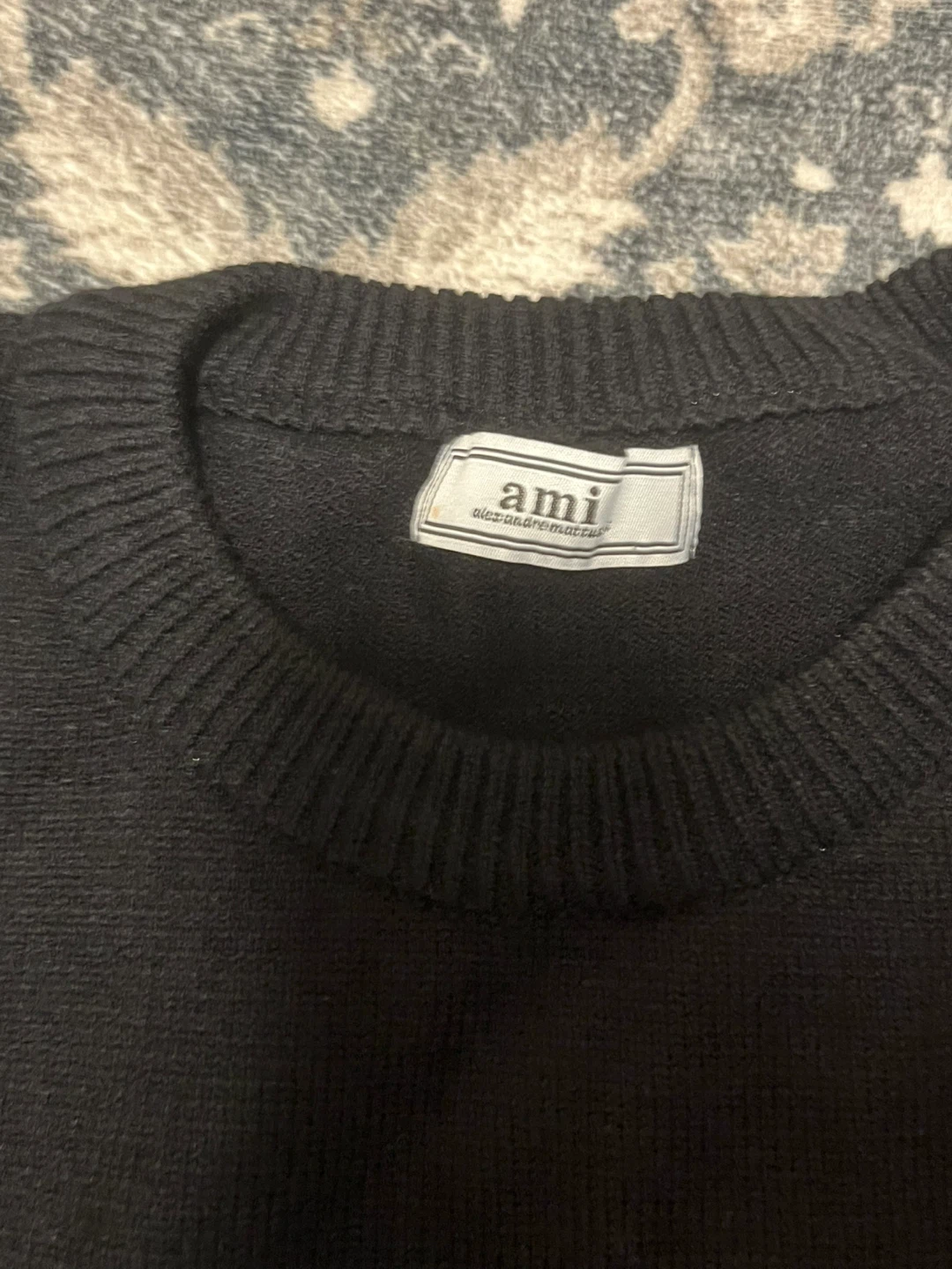 AMI Paris Black Sweater with Red Ami de Coeur Logo - photo 2