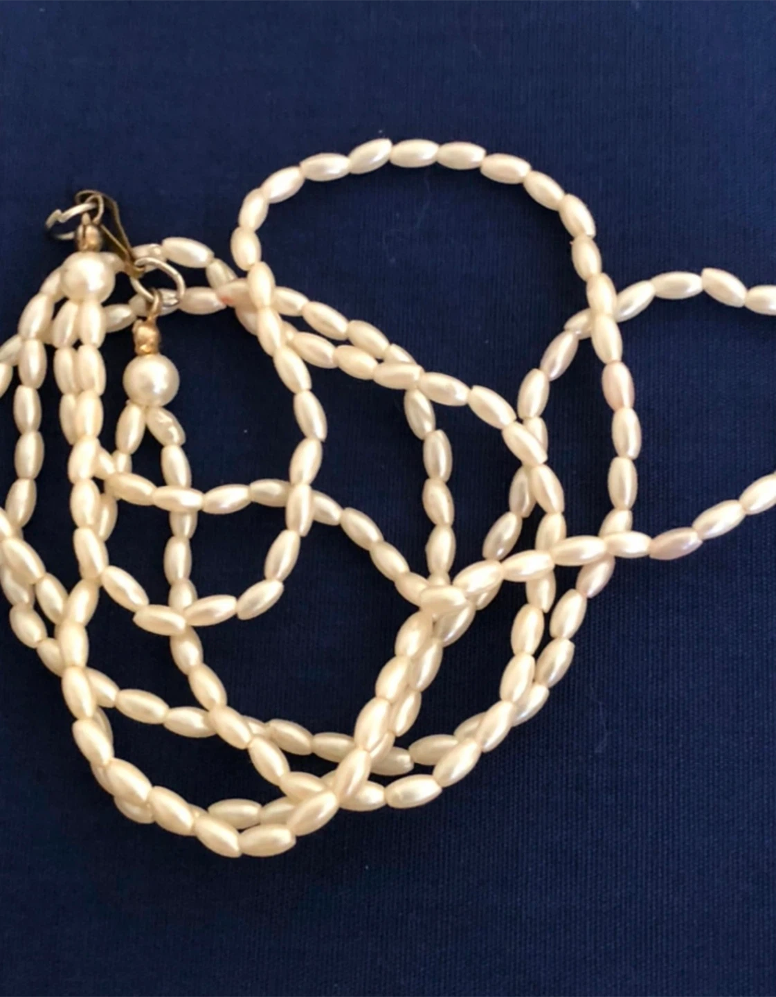 Double Strand Oval Faux Pearl Necklace