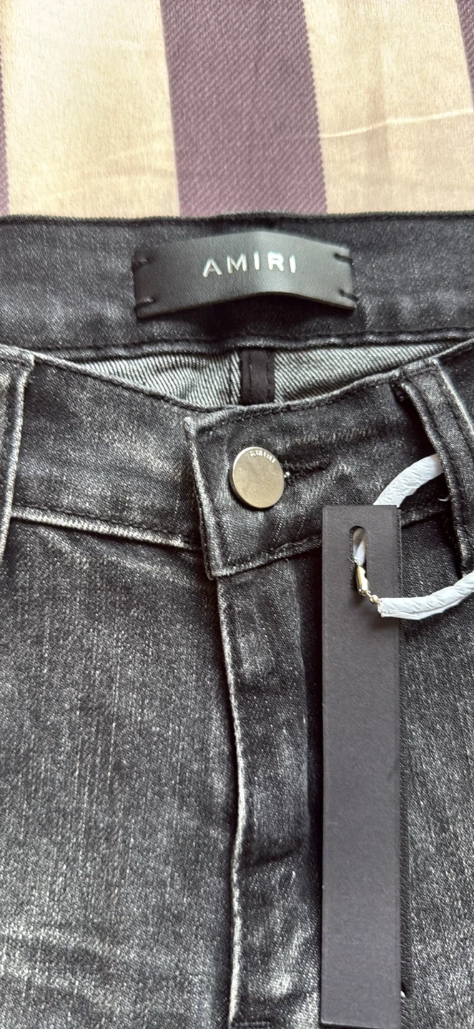AMIRI Distressed Logo Jeans Black - photo 5