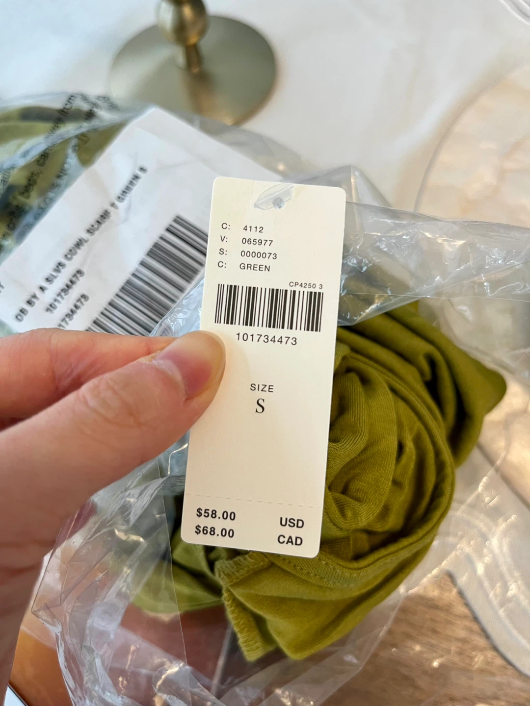 BNWT Anthropologie Cowl Neck Scarf Tank S Olive - photo 2