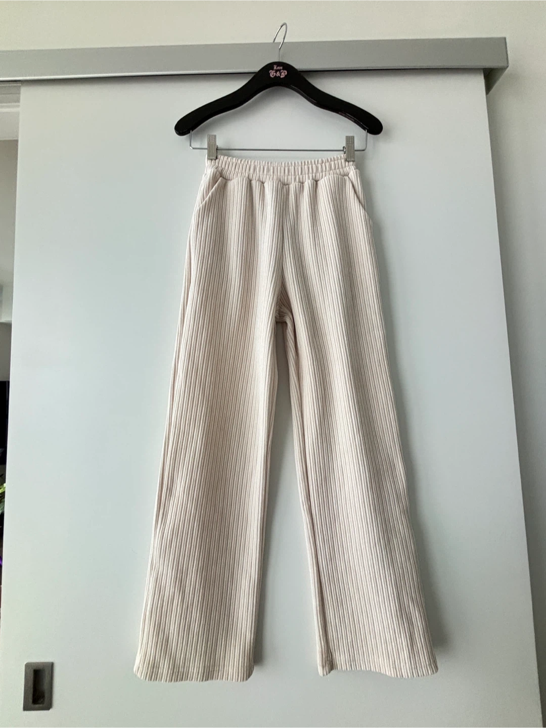 Cream Corduroy straight Leg Pants
