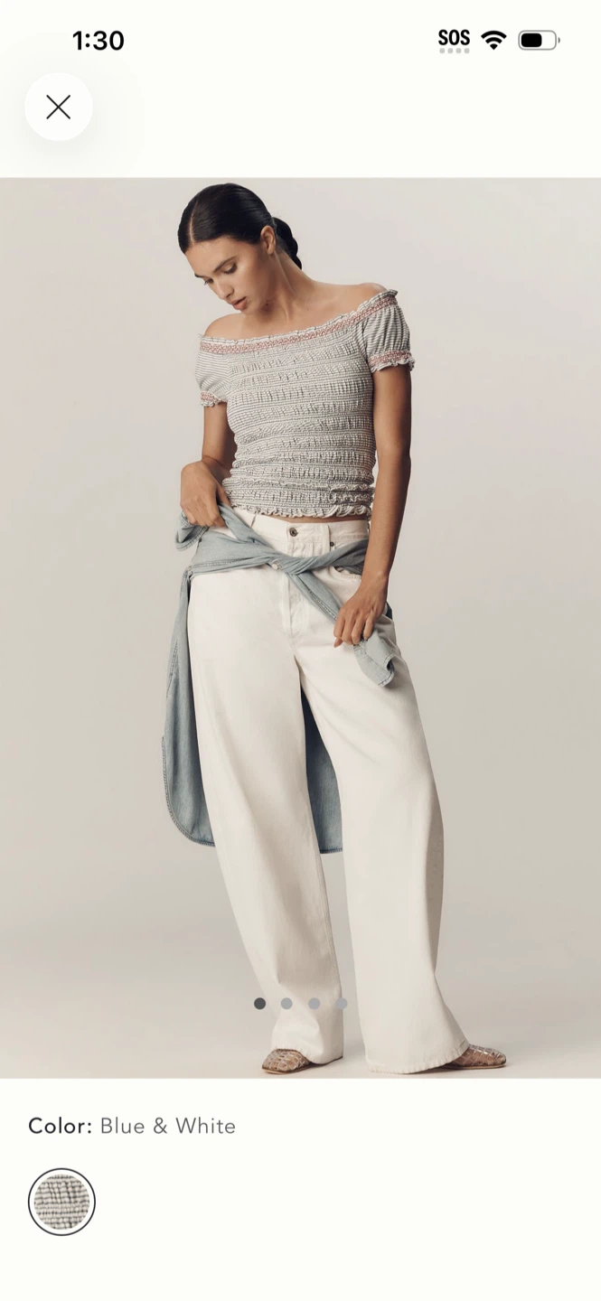 BNWT Anthropologie Maeve Cotton Off the Shoulder Top XS - photo 4