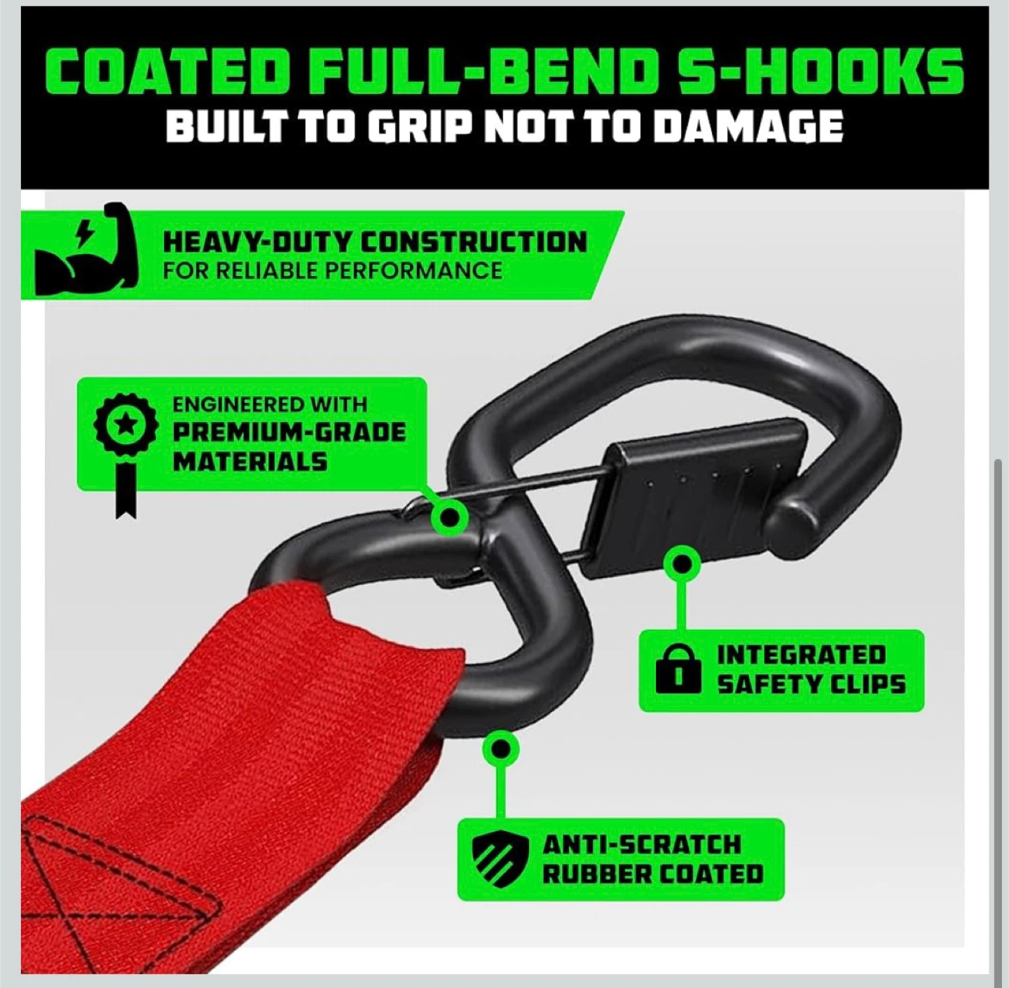 Rhino USA Ratchet Tie Down Straps W/ Safety S Hooks - photo 4
