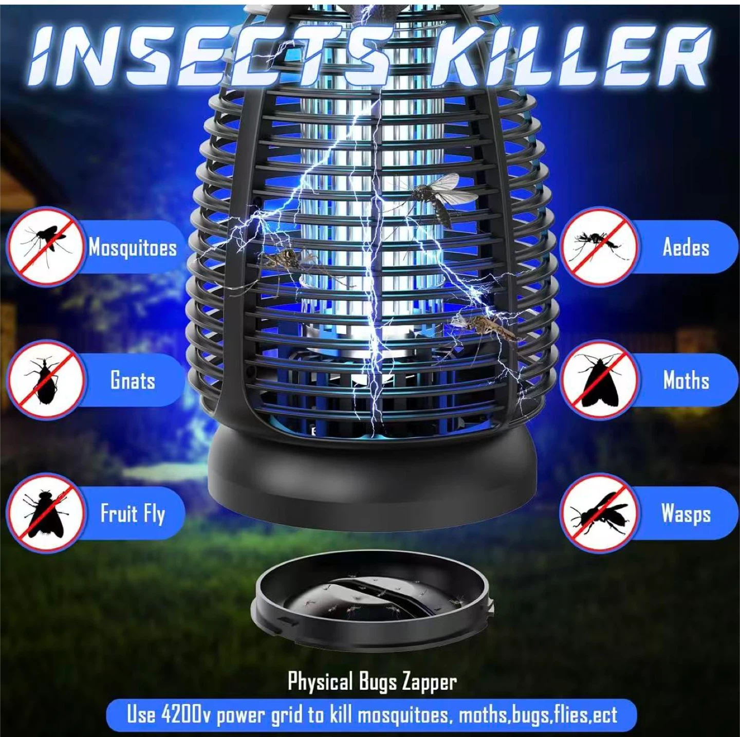 Blue LED Insect Killer Lamp - 360 Trapping Mosquitos - photo 3