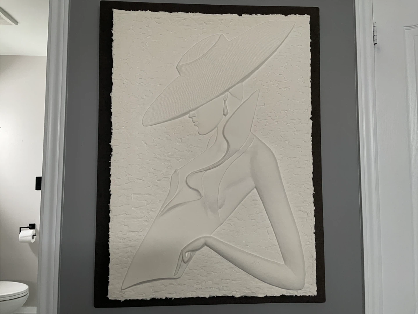 Textured Relief Wall Art of Woman in Hat