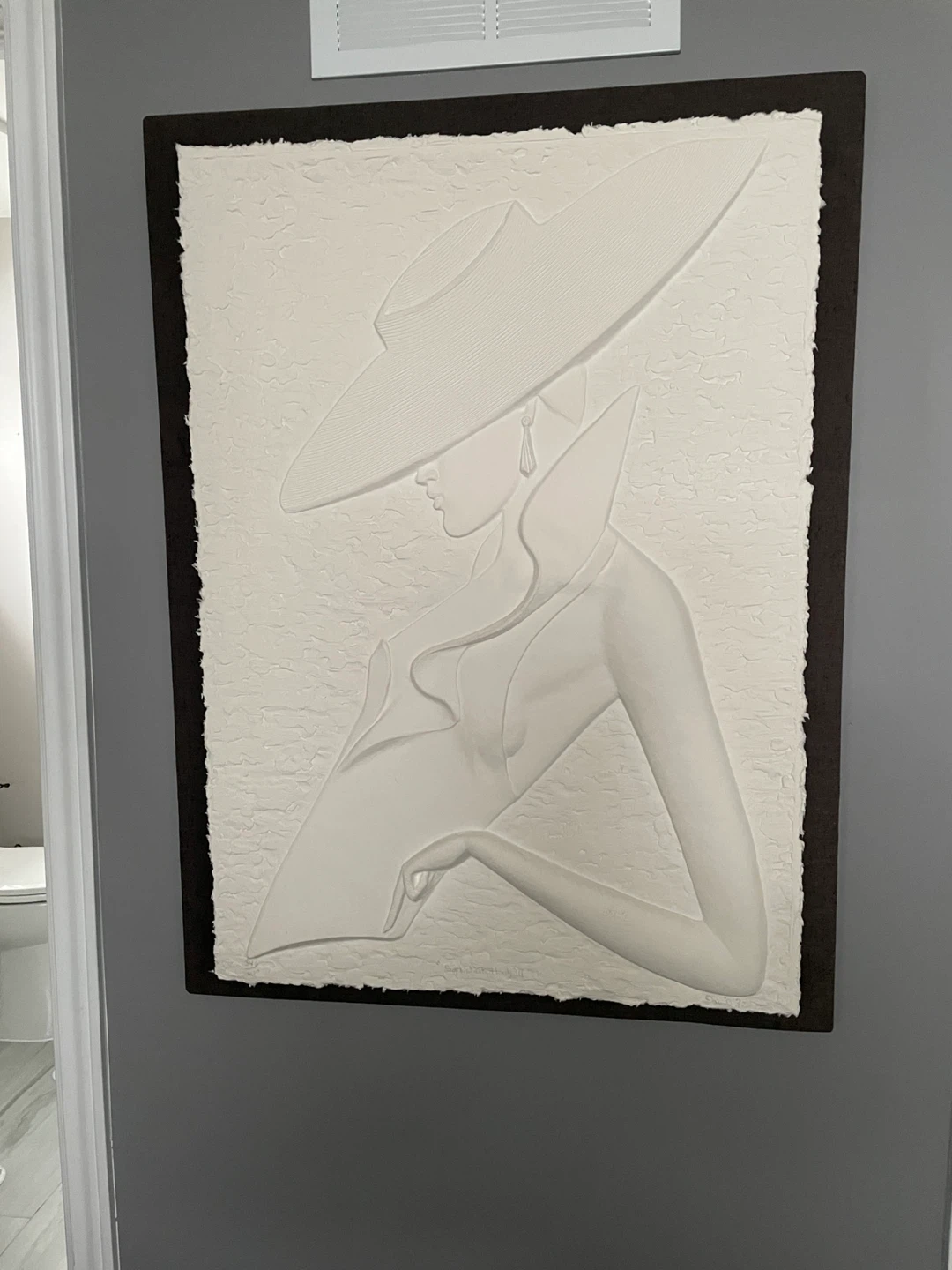 Textured Relief Wall Art of Woman in Hat - photo 2