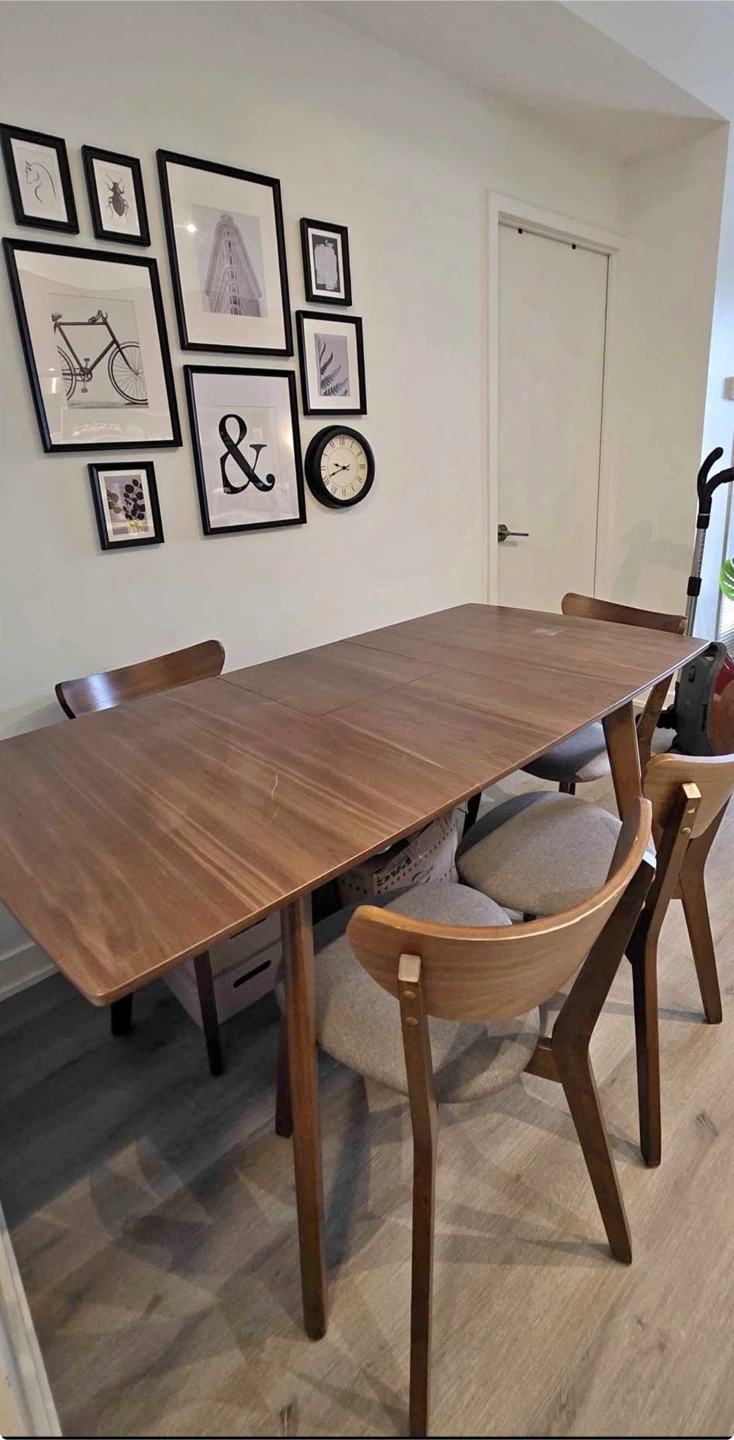 Walnut Dining Table and Chairs Set