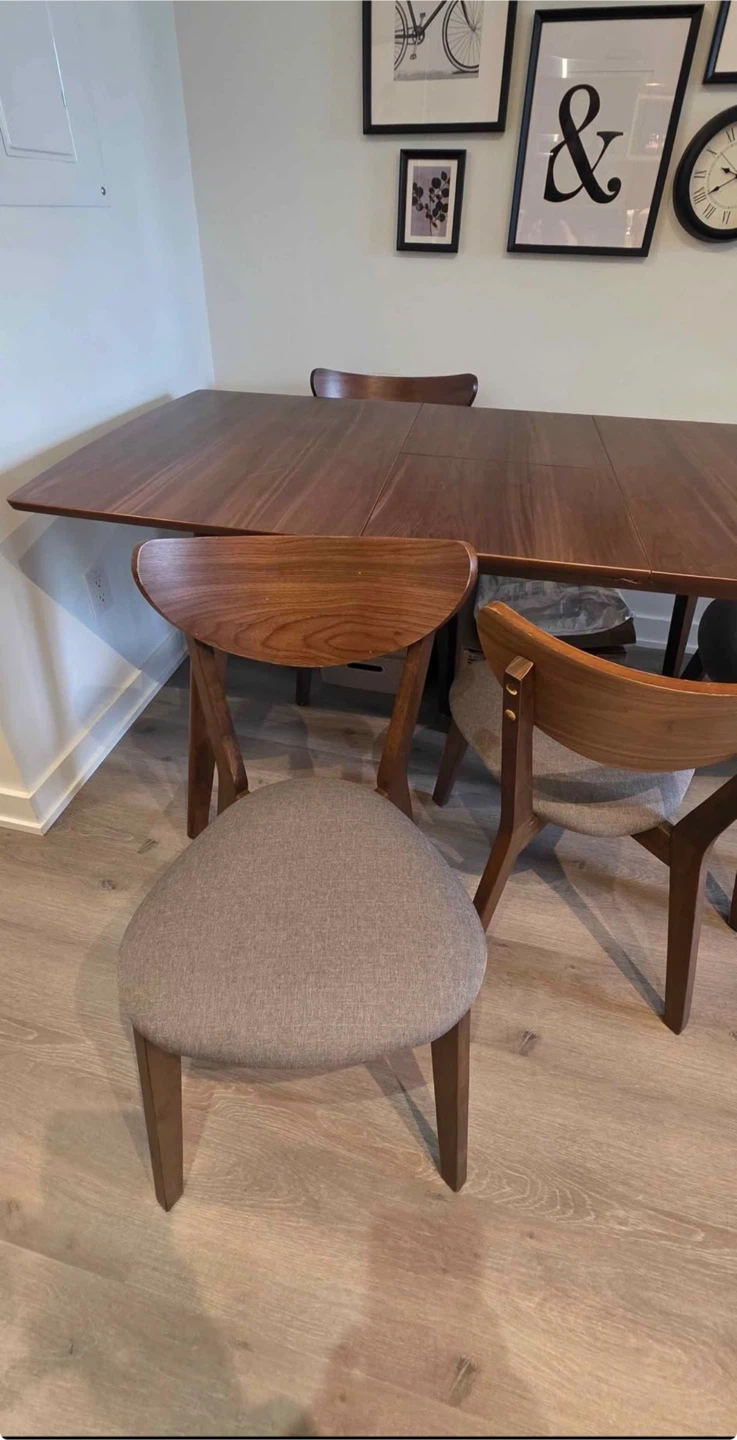 Walnut Dining Table and Chairs Set - photo 2
