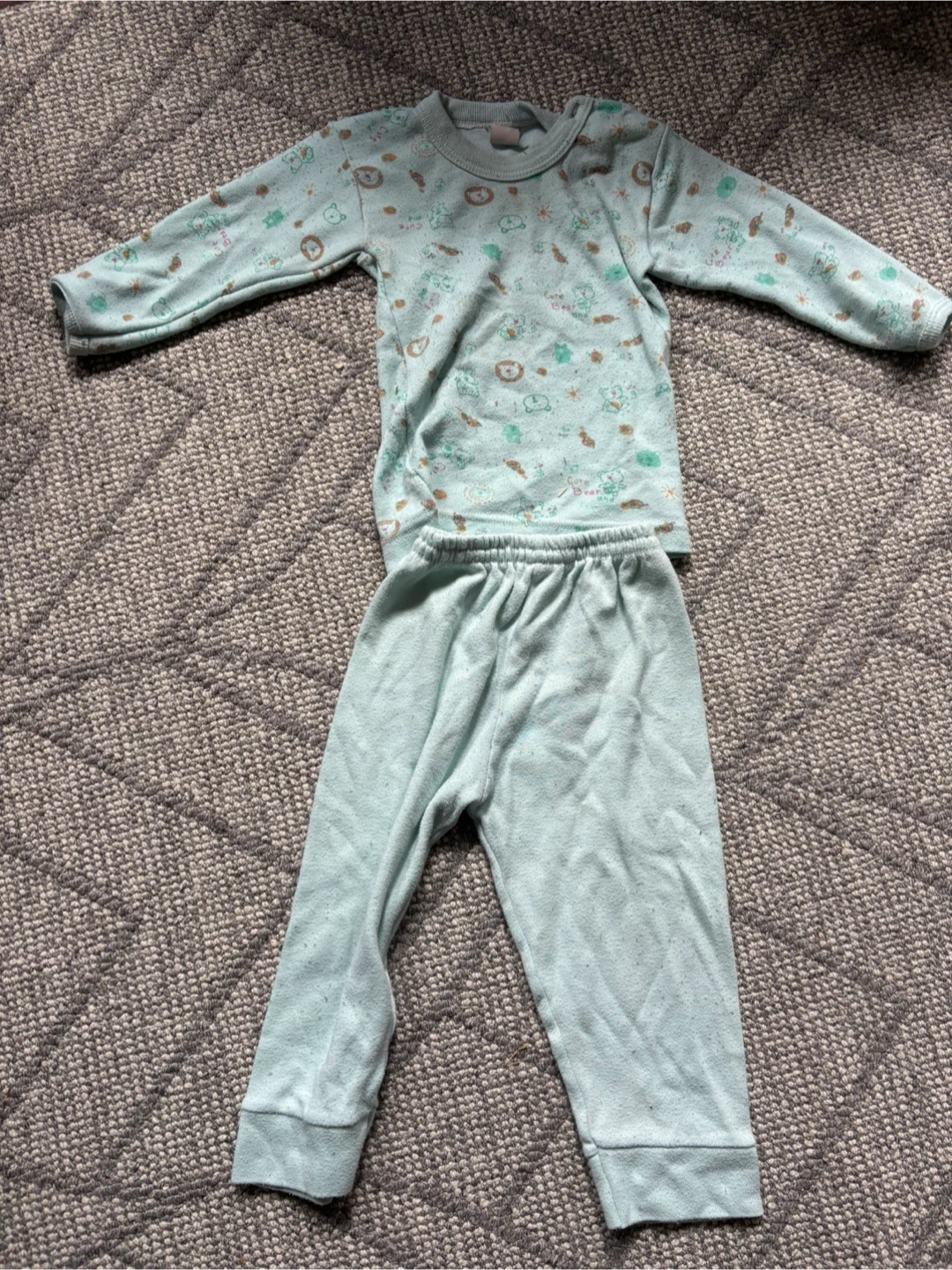 Baby Pajama Set - Light Blue with Animal Print 1-2Year old