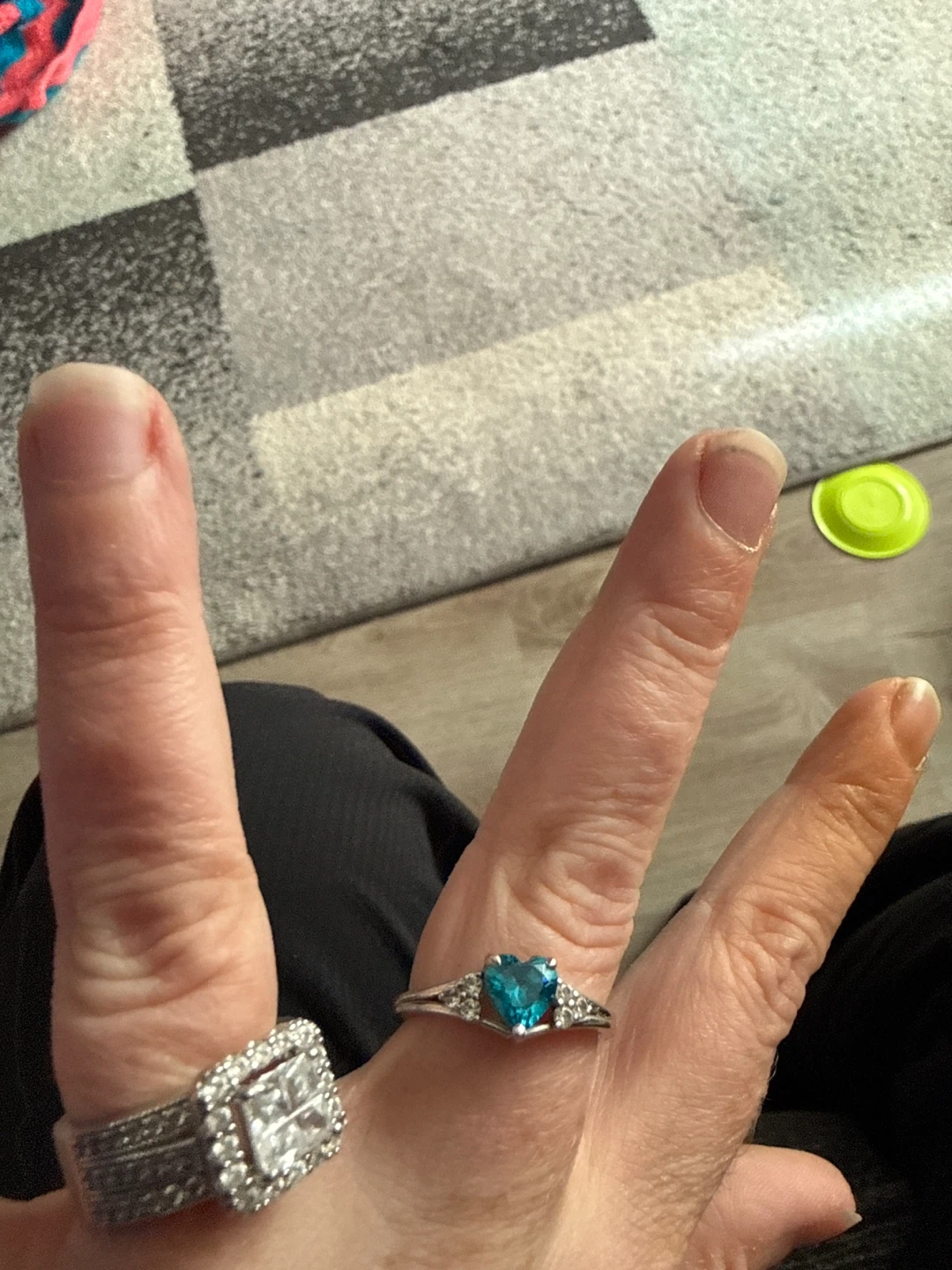 Heart-Shaped Blue Gemstone Ring with Silver Band