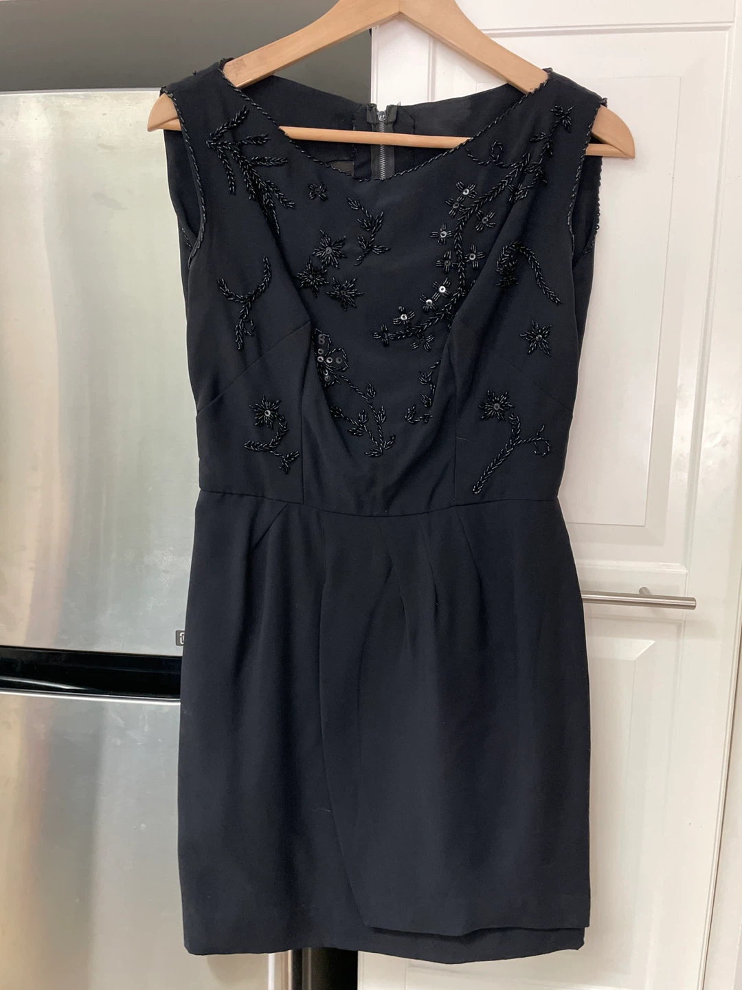Black Sleeveless Beaded Cocktail Dress