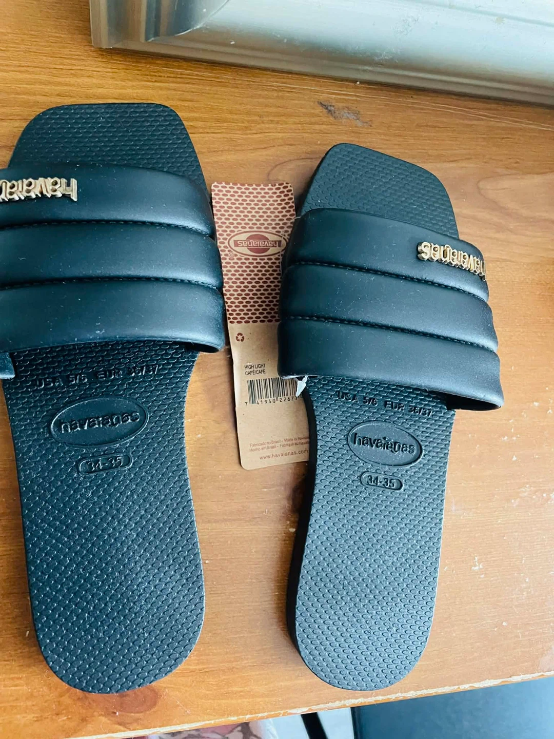 Havaianas Black Padded Slides - Size 34/35
