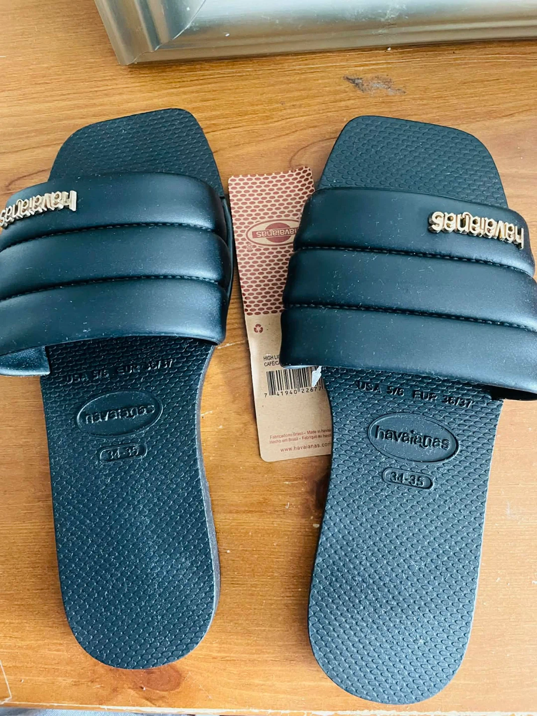 Havaianas Black Padded Slides - Size 34/35 - photo 2