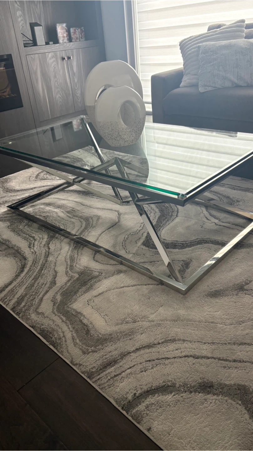 Glass Top Coffee Table with Chrome Base - photo 2