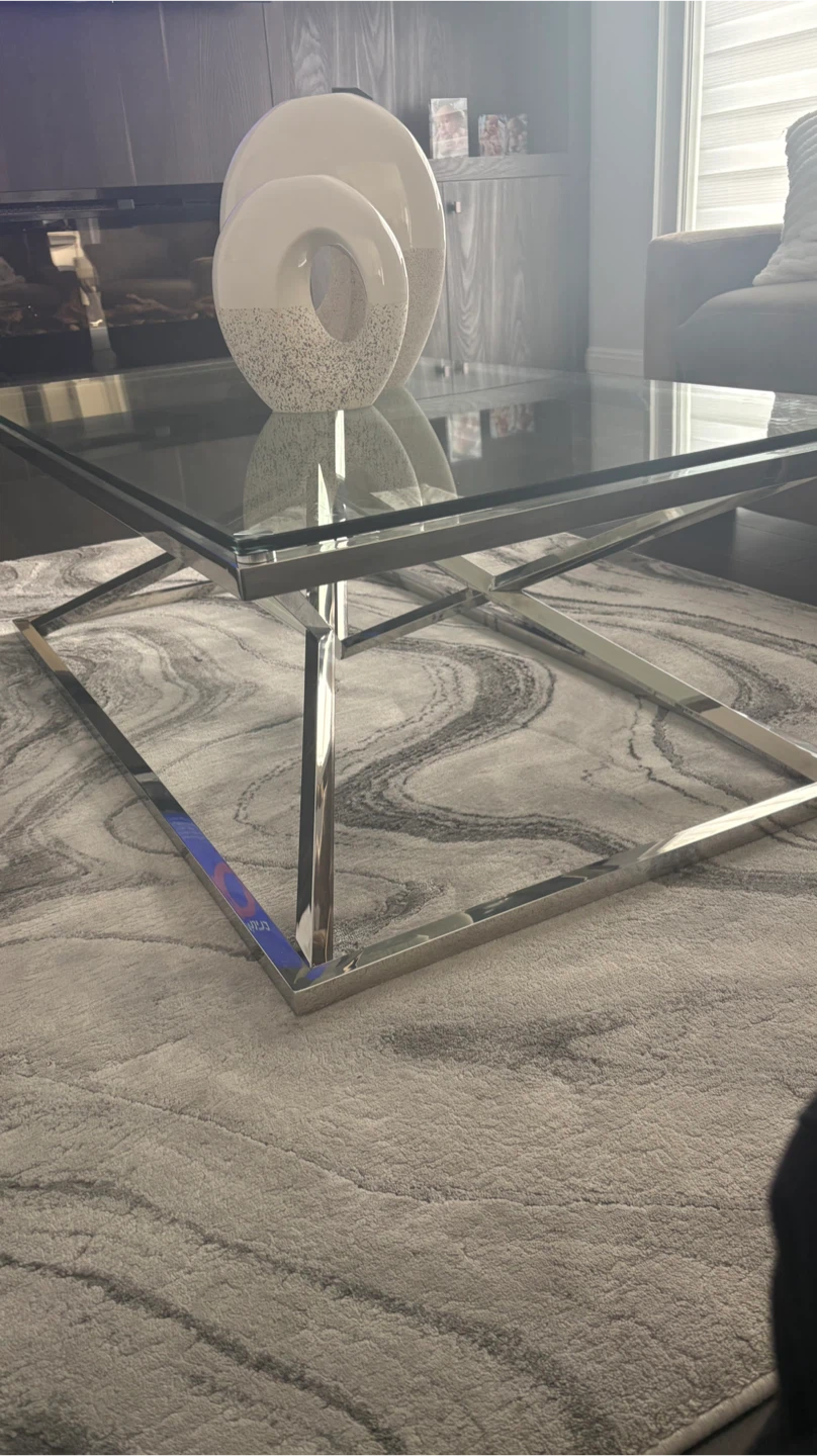 Glass Top Coffee Table with Chrome Base