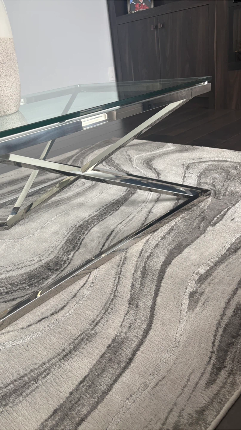 Glass Top Coffee Table with Chrome Base - photo 5