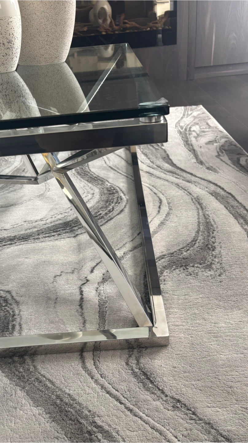 Glass Top Coffee Table with Chrome Base - photo 3