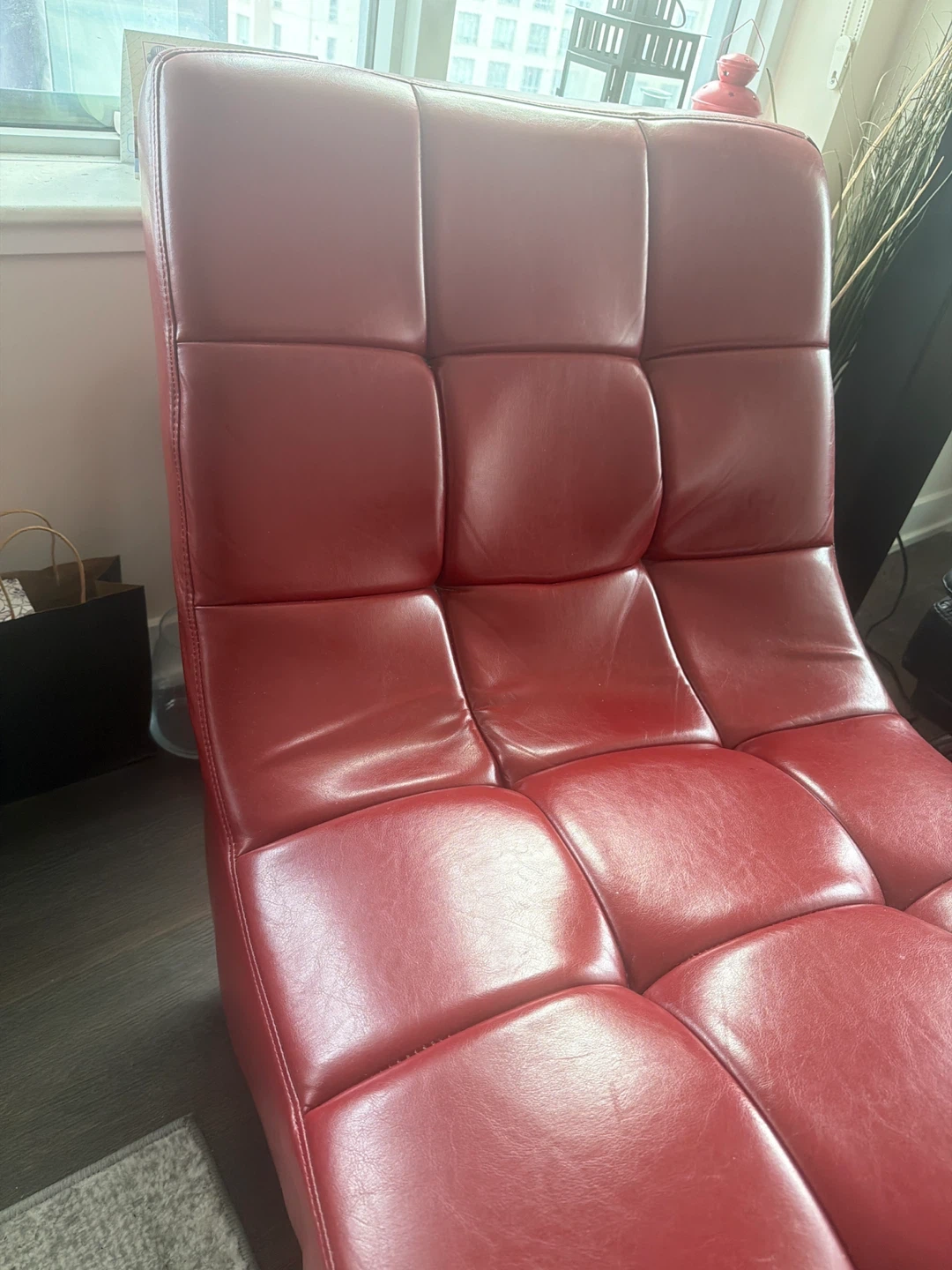 Red Faux Leather Chaise Lounge Chair - photo 4