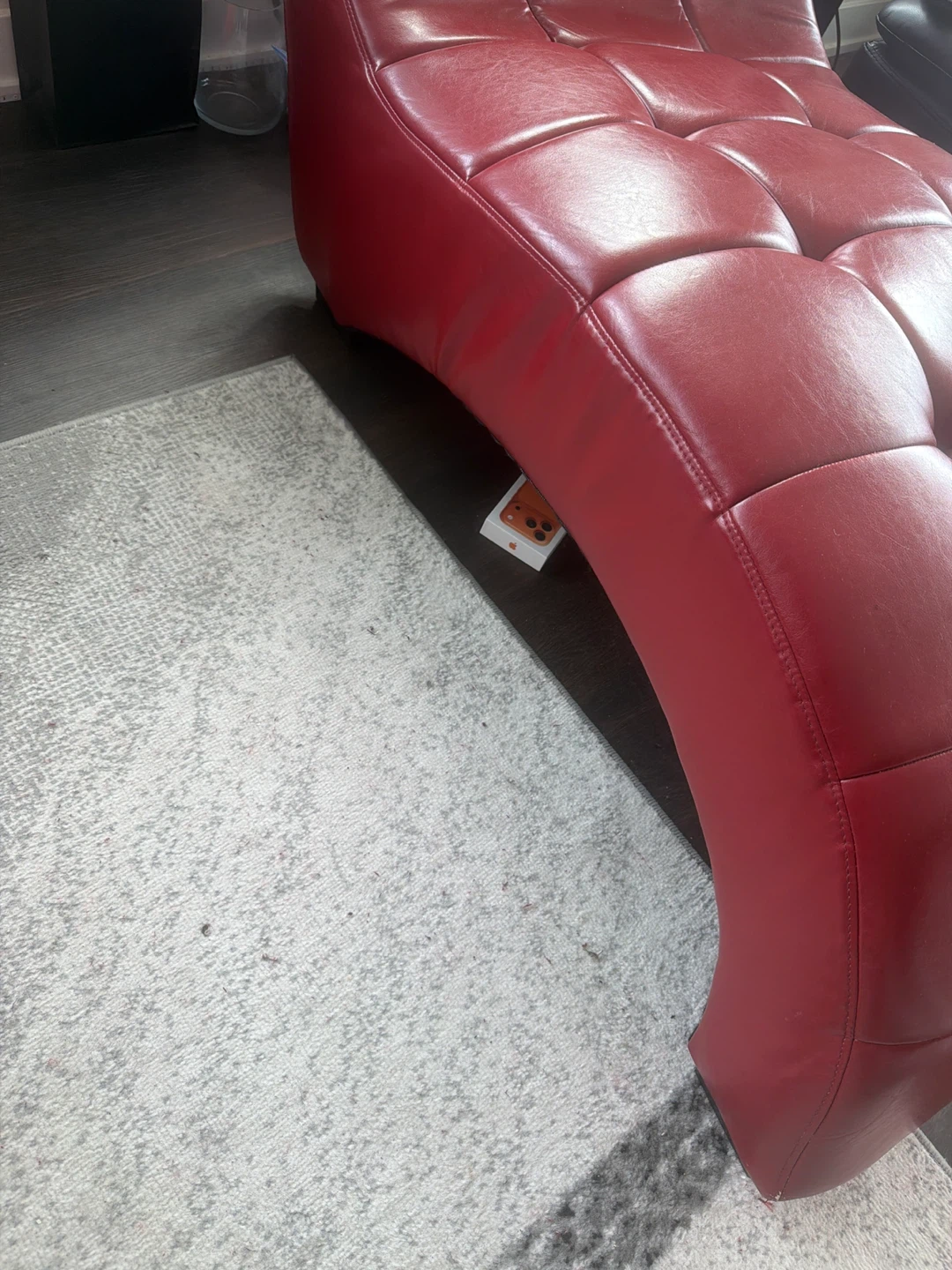 Red Faux Leather Chaise Lounge Chair - photo 3