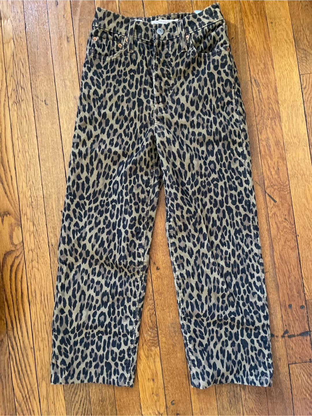 Levi's Ribcage Straight Leopard Print Corduroy Jeans Size 24