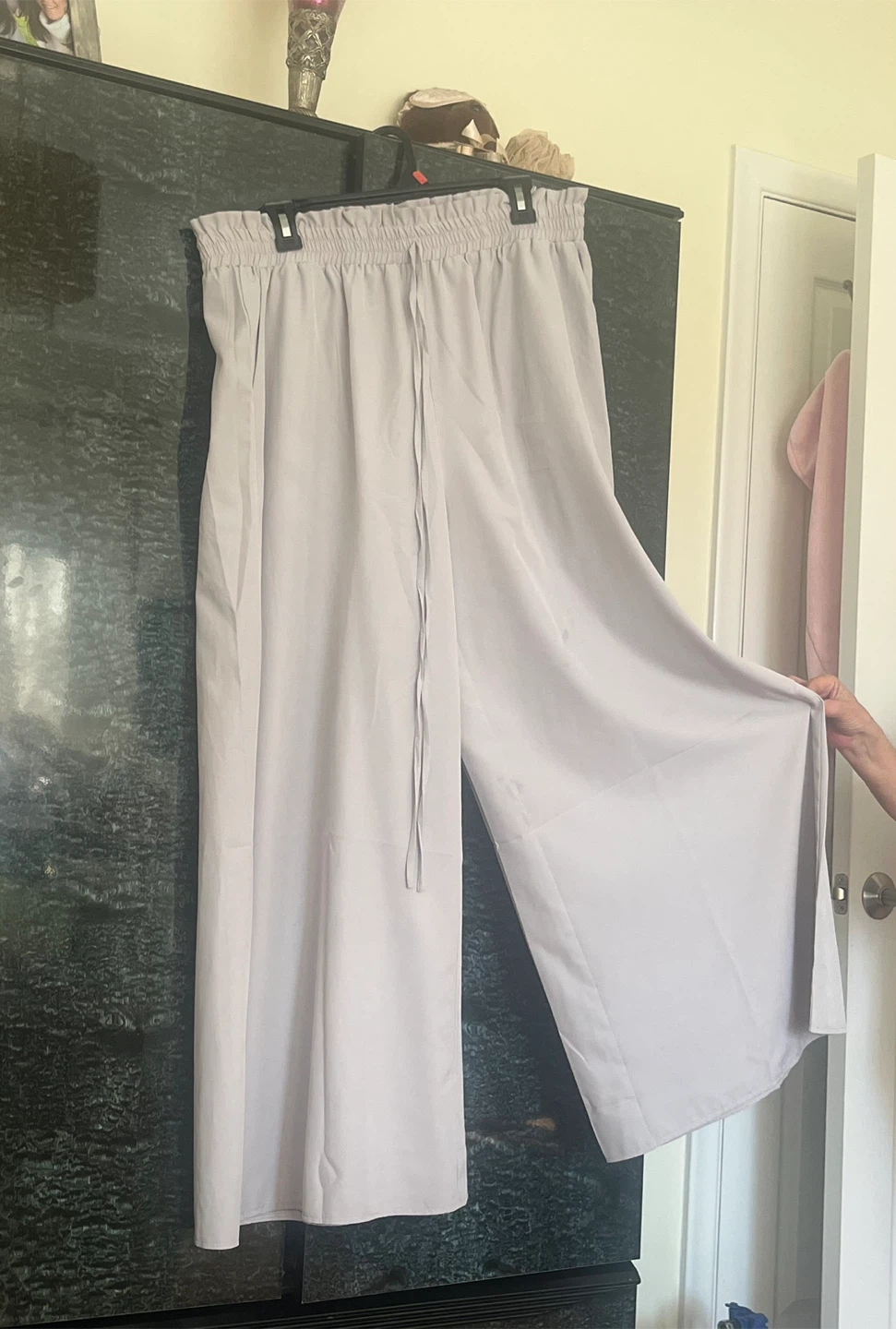 Lightweight Grey Wide-Leg Palazzo Pants