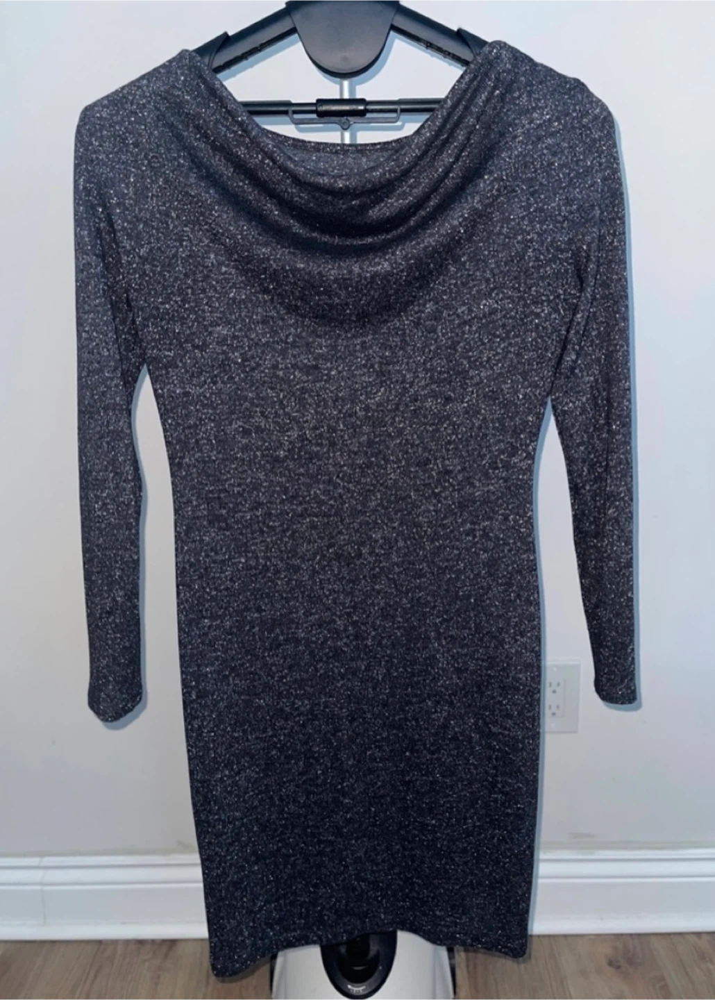 Esprit Shimmery Charcoal Metallic Long Sleeve Dress Size L/XL - photo 2