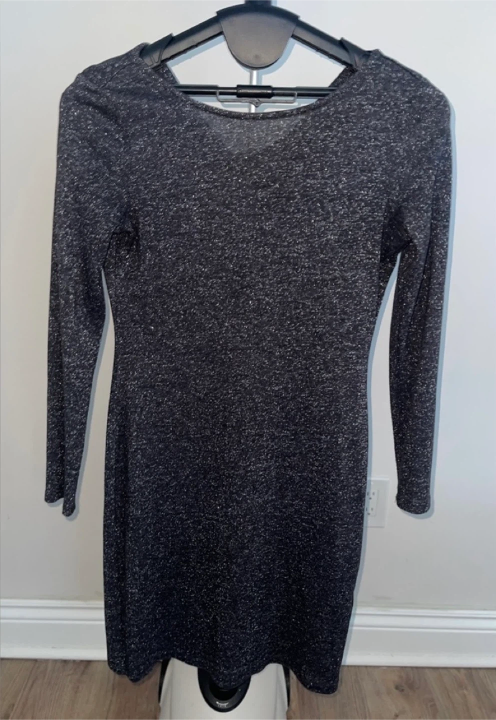 Esprit Shimmery Charcoal Metallic Long Sleeve Dress Size L/XL