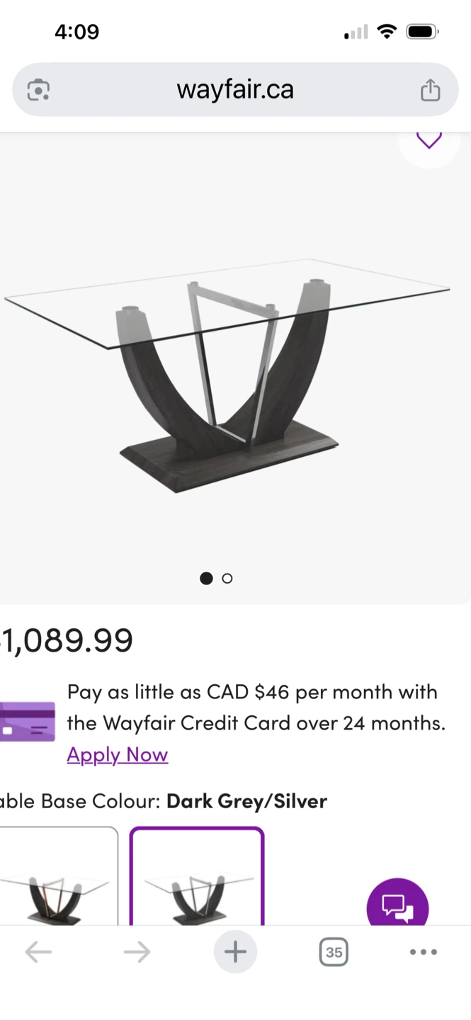 tempered glass dining table Dark Grey/Silver Base