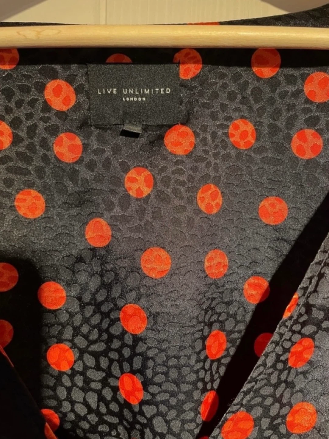 Black & Orange Dotted Polka Dot Print Wrap Dress Size XL - photo 4