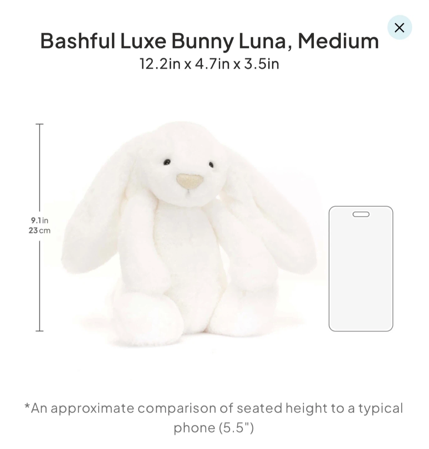 Jellycat Bashful Luxe Bunny Luna - Medium - photo 5
