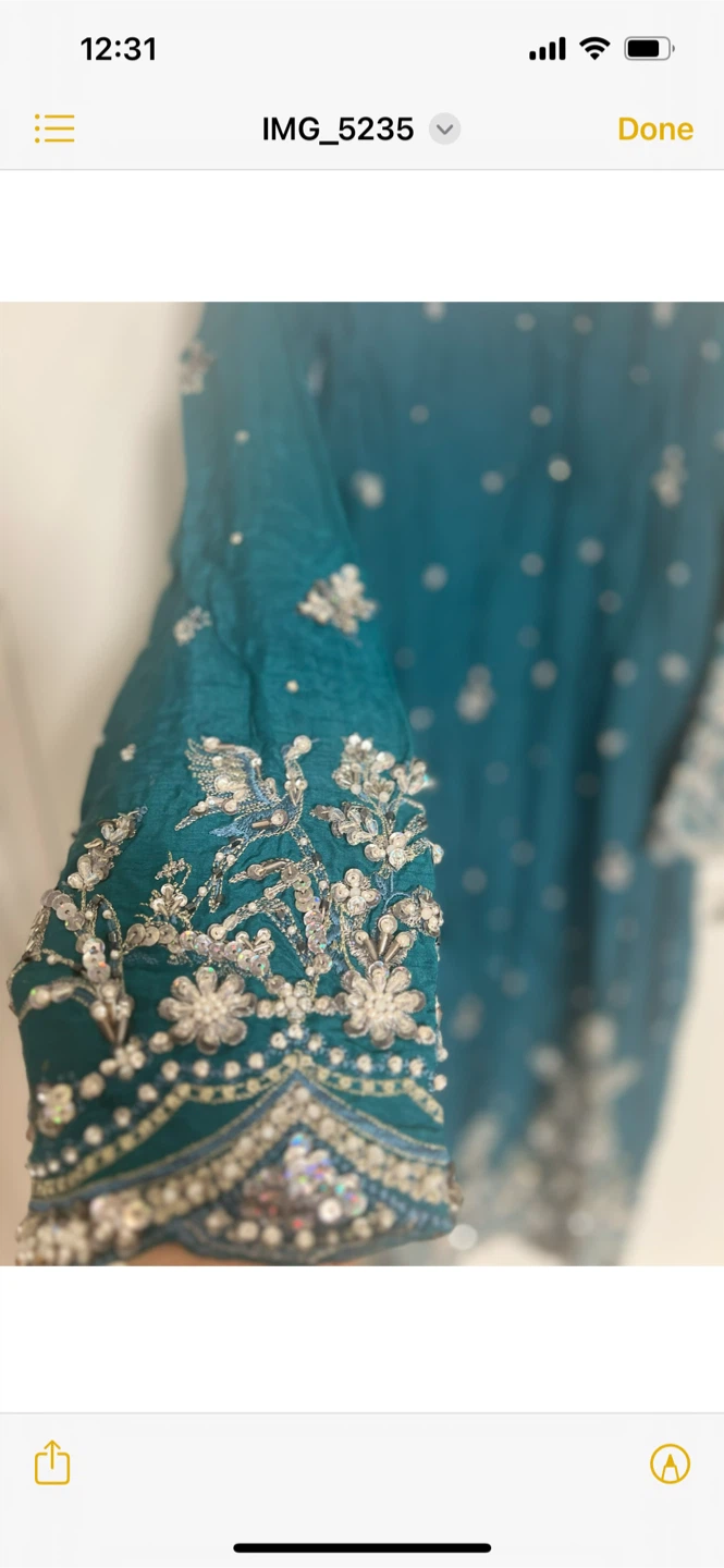 Teal Embroidered shirt trouser Set