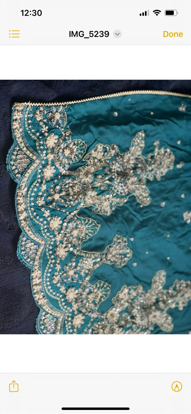 Teal Embroidered shirt trouser Set - photo 2
