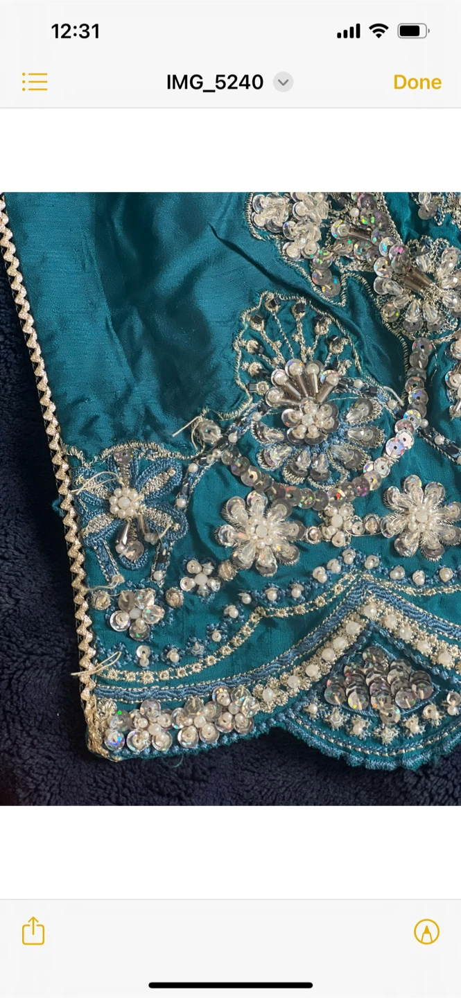 Teal Embroidered shirt trouser Set - photo 3